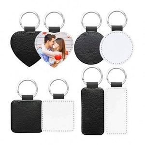 High Quality PU Leather Keychain Sublimation Digital Photo Keychains Blank Leather Metal Keychains - Product Image 2