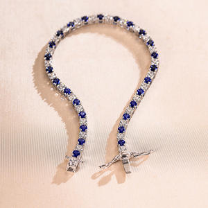 Bracelet de laboratoire de mode All Fashion Tennis Lab, saphir arc-en-ciel, bijoux faits à la main, Sier - Product Image 3