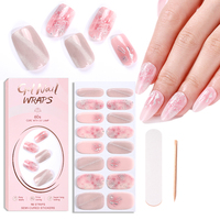 Top Vente Rouge Fleur Gel Ongles Bandes Haute Qualité HEMA Gratuit Longue Durée Imperméable Ruban Feuille Semi Durci Gel Ongles Autocollant