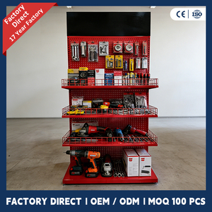 Expositor de herramientas de ferretería personalizado de fábrica OEM, soporte de exhibición de destornilladores, estante de exhibición de herramientas eléctricas de metal perforado para proveedores - Product Image 1