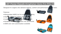 Kayak à pédales modulaire de 3 m (10 pieds) pour la pêche en tandem, idéal pour 3 personnes, avec système de propulsion à pédales, pour la pêche en mer et le transport de poissons vivants.