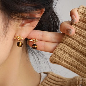Pendientes de Plata de Ley S925 para Mujer, Diseño de Alta Gama, Estilo Otoñal, con Piedra Ojo de Tigre, Versátiles para la Noche y el Día a Día - Product Image 2