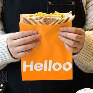 Bolsa de Papel Kraft Reciclable Ecológica con Logotipo Personalizado para Rebanadas de Pan, Sándwiches, Hamburguesas, Pasteles, Galletas y Tartas - Product Image 3