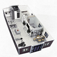 Conteneur magique américain à deux étages Petite maison préfabriquée Paquet plat Île solaire extensible Maison d'hôtel empilable 3 chambres à coucher