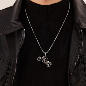 European and American personalized necklace men's stainless steel hip-hop trend punk style motorcycle <b>titanium</b> steel necklace - Product Image 1