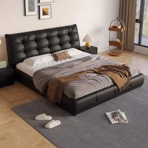 Juego de cama King de estilo italiano de lujo barato a <span class=keywords><strong>precio</strong></span> de fábrica con cómoda tapicería de cama suave de madera hecha en China para hoteles - Product Image 1