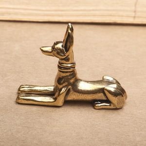 Estatua Decorativa Creativa de <span class=keywords><strong>Perro</strong></span> Faraón Retro de Latón Sólido, Soporte para Bolígrafos, Adorno para Sala de Estar, Escritorio, Mascota de Té, Decoración del Hogar - Product Image 4