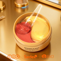 Patchs pour les yeux en cristal de sang de dragon à l'extrait de caviar OEM avec collagène et peptides, anti-rides, pour les ridules, gel sous les yeux