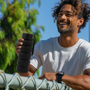 Bouteille d'eau de sport isolée par poignée étanche 17oz bouteille d'eau pliable en silicone sans Bpa Logo personnalisé pour le camping - Product Image 2