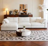 Nordisches Modernes Luxus-Sofa-Set aus Weißem Leinen, 2-3-Sitzer Quadratisches Modulares Waschbares Umweltfreundliches Apartment-Sofa