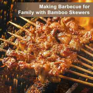 Brochettes en bambou biodégradables écologiques pour barbecue, 300 mm, surface lisse, résistantes à la chaleur, antiadhésives, couleur naturelle - Product Image 4