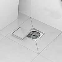 Grille de drain de salle de bain carrée moderne en acier inoxydable, drain de sol de douche dissimulé, siphon de lavabo désodorisant, couvercle écologique poli