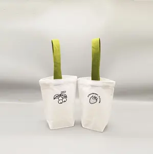 Benutzer definiertes Logo Isolierte Leinwand Kaffeetasse Hülle 3 Größe Iced Beverages Holder Cooler Bags mit Griff