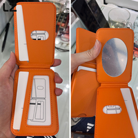 LZ Orange Portefeuille de téléphone en cuir véritable plus fort magnétique RFID pour étui de téléphone compatible avec IPhone Samsung Android Secures
