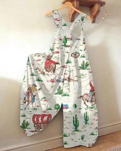 2024 комбинезоны в западном стиле, комбинезоны с принтом кактуса и лошади, Комбинезоны для прыжков, комбинезоны, брюки, летние комбинезоны - Product Image 5