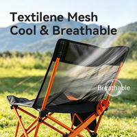 Chaise de camping pliable inclinable en maille textilène ultralégère, chaise de pêche, OEM ODM, directement de l'usine, logo personnalisé pour le glamping