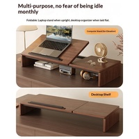 Support de bureau minimaliste en bois de noyer avec trépied mural, organisateur de clavier et support de moniteur pour ordinateur portable