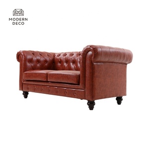 <span class=keywords><strong>Red</strong></span> Faux Leather Tufted <span class=keywords><strong>Chesterfield</strong></span> <span class=keywords><strong>Sofa</strong></span> Couch Settee 2 CHỖ NGỒI Antique Armonia ModernDeco Xuất Khẩu Sản Xuất - Product Image 3