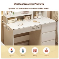 Commode de chevet tout-en-un pour petit appartement, style luxe léger, en panneaux MDF couleur crème, avec éclairage LED, écologique