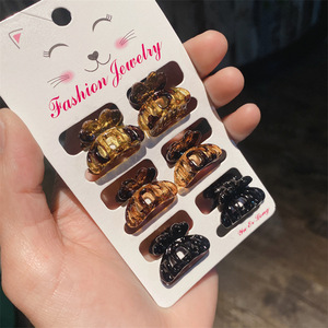 Bijoux fantaisie, ensemble de 6 pinces à cheveux en acétate, design nœud papillon, mignonnes, pour femmes, usage quotidien, emballage en carton - Product Image 5
