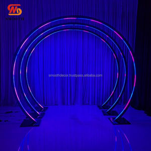SMOOTH Iron Wedding Backdrop with RGB LED Lights and <b>Mirror</b> Design Customizable Size & Color for Stage Events - Product Image 2