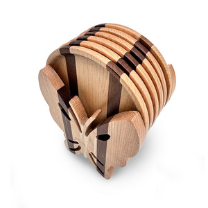 Ensemble de sous-verres ronds en bois, couleur bois naturel, 6 pièces, pour tasses à thé et à café - Product Image 4