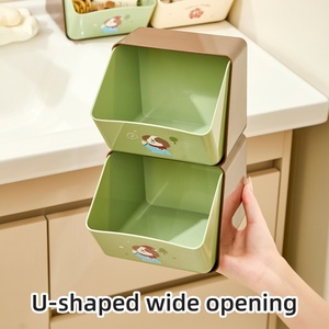 High-capacity Cartoon Portable Custom Logo and Packing Desktop <b>Double</b>-Layer Storage Box Promotional Wholesale Storage Container - Product Image 2