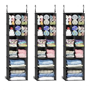 Multifunctional 12-Compartment Hanging Closet Storage Bag Fabric Organizer in Black for Clothing Purchase Product - Product Image 1