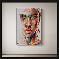 Toile murale abstraite colorée avec portrait, peinture de visage féminin, option d'impression photo personnalisée pour la décoration du salon, du bureau ou du studio