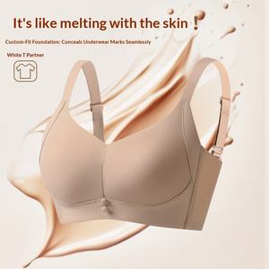 Ensemble de lingerie sans couture brillant, style gothique, push-up, anti-affaissement, pour femmes, soutien-gorge qui resserre et unifie la poitrine, pour grandes et petites poitrines - Product Image 1