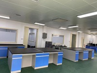 Mesa de Laboratorio Dental con Estructura de Acero, Mesa de Laboratorio de Fisiología, Química y Patología, Superficie de Resina Fenólica Azul de 12.7mm, Fregadero de PP