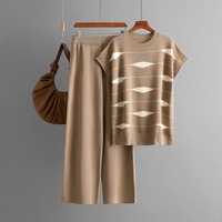 Fabricant Professionnel – Nouveauté : Ensemble Décontracté Deux Pièces Rayé Sans Manches pour Femme – Tricot Respirant Tendance Été