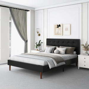 קינס שחור מודרני מיטות מיטות ריהוט סיני מיטת רהיטי סיני מסגרת גרב גרב לבן pu עור גלאם מבנה גוף יהלום מבנה מיטה מלך - Product Image 3