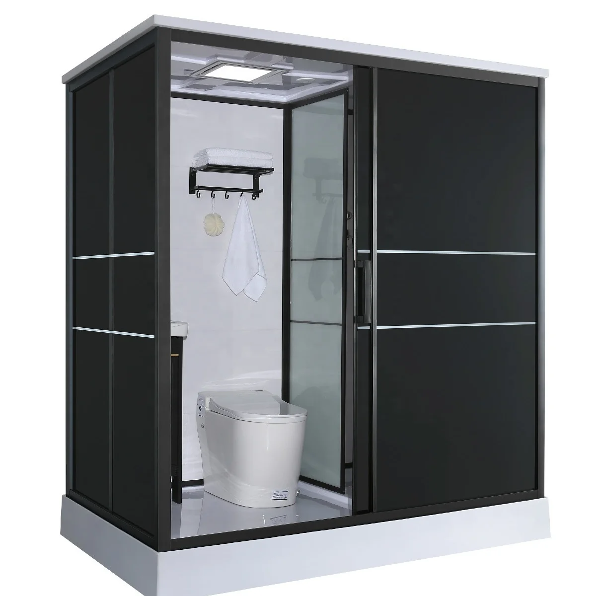 Set cubile Pancuran Toilet, unit kamar mandi Prefab Set mewah multifungsi siap dibuat