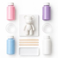 Kit de Statue d'Ours Fluide DIY avec Peinture Acrylique Colorée, Facile à Verser, Décoration Artisanale en Gros