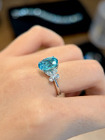 Nouveauté : Bague en or 18 carats avec diamant Paraiba cultivé en laboratoire, poids total 4,87 g, pierre principale 6,272 ct, vente en gros et au détail de bijoux