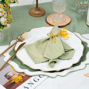Classic Eco-Friendly Green <strong>Table</strong> Decoration <strong>Set</strong> with Polyester <strong>Placemats</strong> <strong>Table</strong> <strong>Runner</strong> Bow Napkin Rings - Product Image 6
