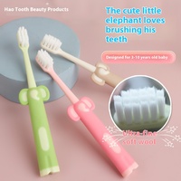 Brosse à dents au fluorure pour enfants, motif éléphant de dessin animé, 3-10 ans, poils doux en nylon 610, design mignon, Hao Tooth PP+TPR, pour la maison
