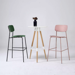 Chaises de bar modernes en plastique rose empilables, fabrication artisanale, pieds en métal, vente en gros directe d'usine, meubles de comptoir, tabouret de bar haut - Product Image 5