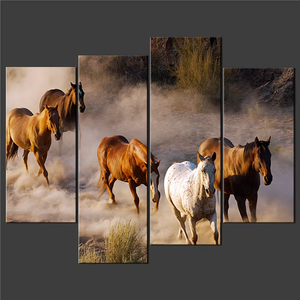 5 pièces Art déco Animal <span class=keywords><strong>cheval</strong></span> peinture <span class=keywords><strong>à</strong></span> l'huile sur toile impression étanche et écologique personnalisé - Product Image 4