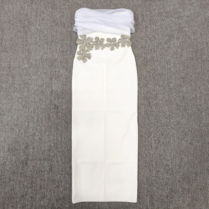 SB3646 مثير قبالة الكتف الماس النساء بلا أكمام لامعة الكريستال طويلة Bodycon فساتين المشاهير حزب ضمادة اللباس - Product Image 6