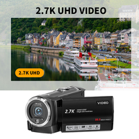 Videocámara Digital con Luz LED Antivibración, 2.7K 56MP, Pantalla Giratoria de 270 Grados para Vlogging