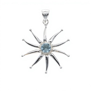Colgante de Estrella de Plata de Ley con Bisel de Topacio Azul, Joyería Clásica Unisex para Uso Diario - Product Image 1