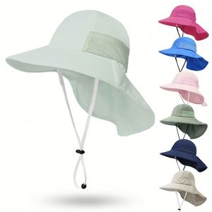 Sombrero de Sol para Bebé con Protección para el Cuello, Gorras de Playa para Niños y Niñas, Ajustables, de Ala Ancha, Protección UV, de 1 a 12 Años, Regalos Promocionales para Niños - Product Image 2