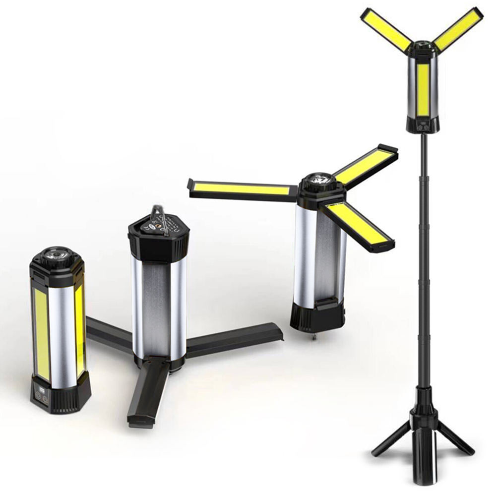 6000 Mah Type C Working Light XHP50 Magnetic Portable LED Cob Telescopic Tripod Work Light Rechargeable
