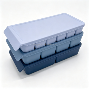 Bac à glaçons en silicone empilable de qualité alimentaire, large et long, 4 portions, sans BPA, à démoulage facile, avec couvercle, pour boissons congelées - Vente en gros - Product Image 1