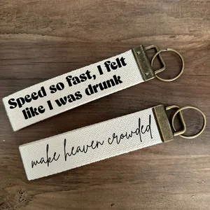 Personalized Canvas Wrist Keychain Lanyard <strong>Unique</strong> Custom Name Leather Keychain <strong>Gift</strong> <strong>for</strong> <strong>Her</strong> - Product Image 3