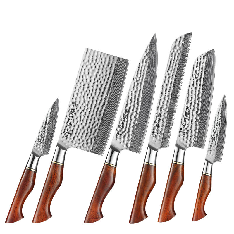 Coffret Rubis — 6 couteaux Damas — présentation