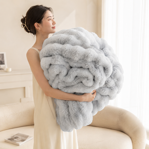 <span class=keywords><strong>Manta</strong></span> de Lujo de Piel Sintética de Conejo, Doble Cara, Gruesa y Afelpada, <span class=keywords><strong>para</strong></span> Cama, Sofá, Oficina, Siesta, Tamaño y Color Personalizables - Product Image 3