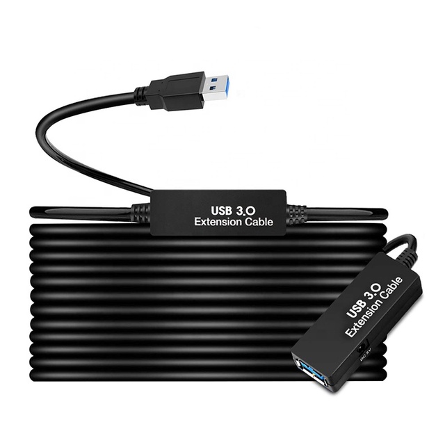 USB3.0 Active Extension Cable Signal Booster 5Gbps Male Female Gold Plated PVC Black 5M-30M 12 Months for Camera Monitor